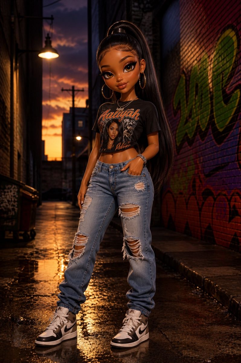 Street Style — Aaliyah Tee & Ripped Jeans