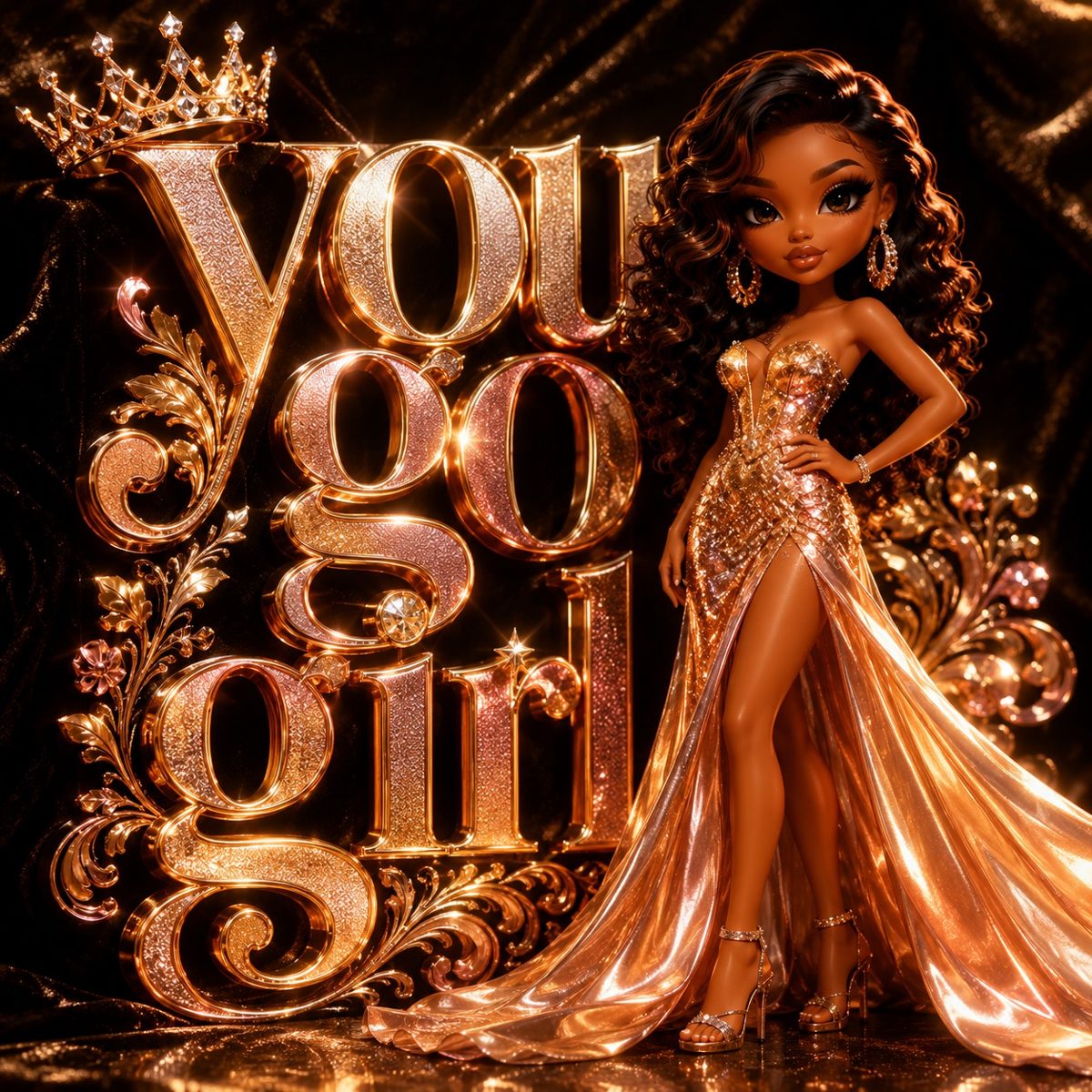You Go Girl — Rose Gold Glam Doll