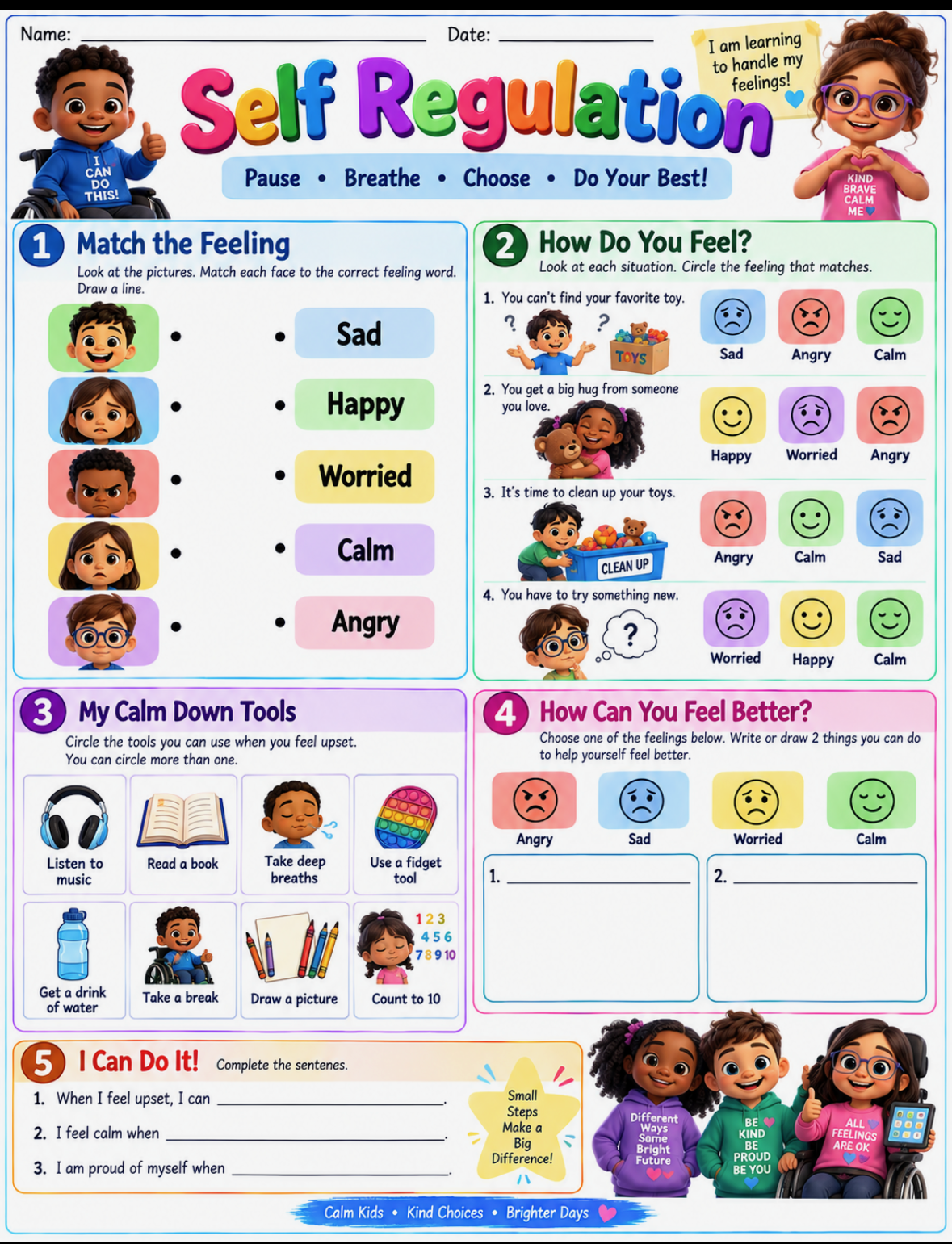 SEL Self-Regulation Worksheet