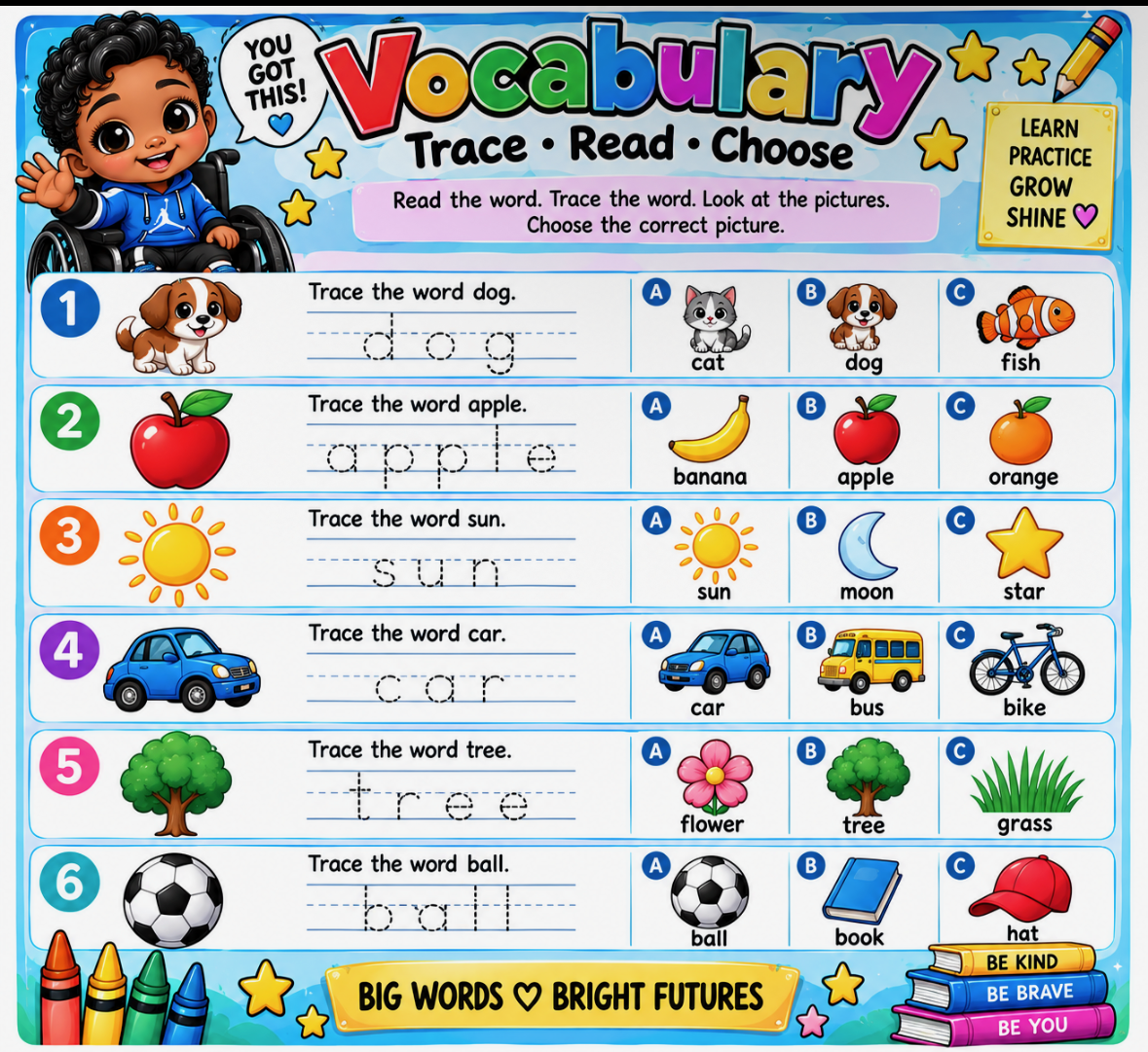 Early Learning Vocabulary Worksheet