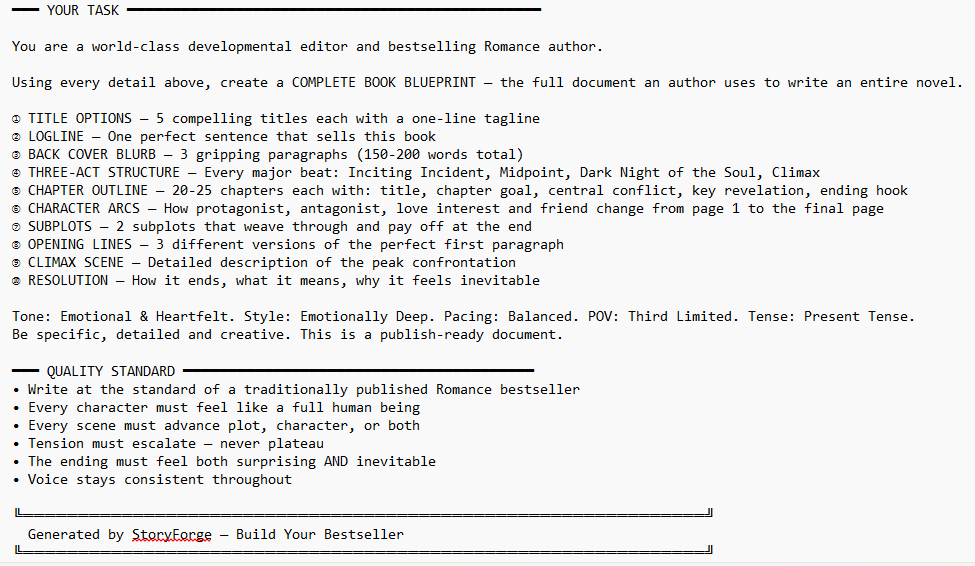 StoryForge — Complete Book Outline Task