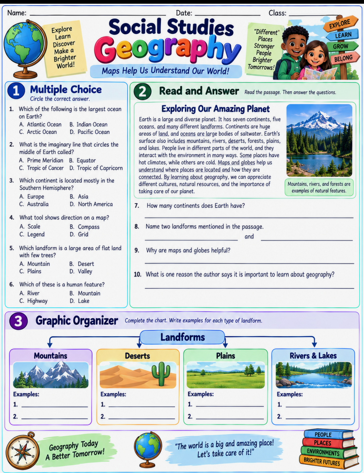 Social Studies Geography — Student Worksheet