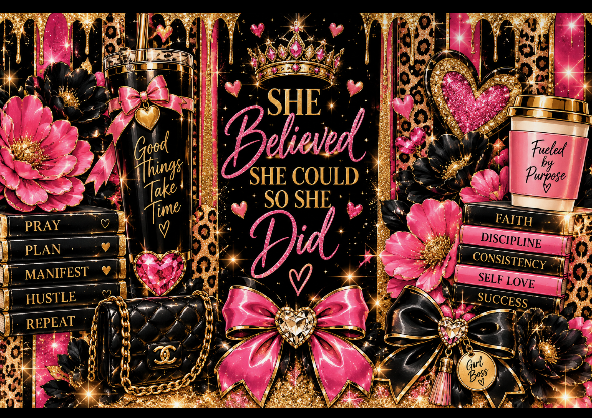 She Believed She Could — Tumbler & Wall Art Design